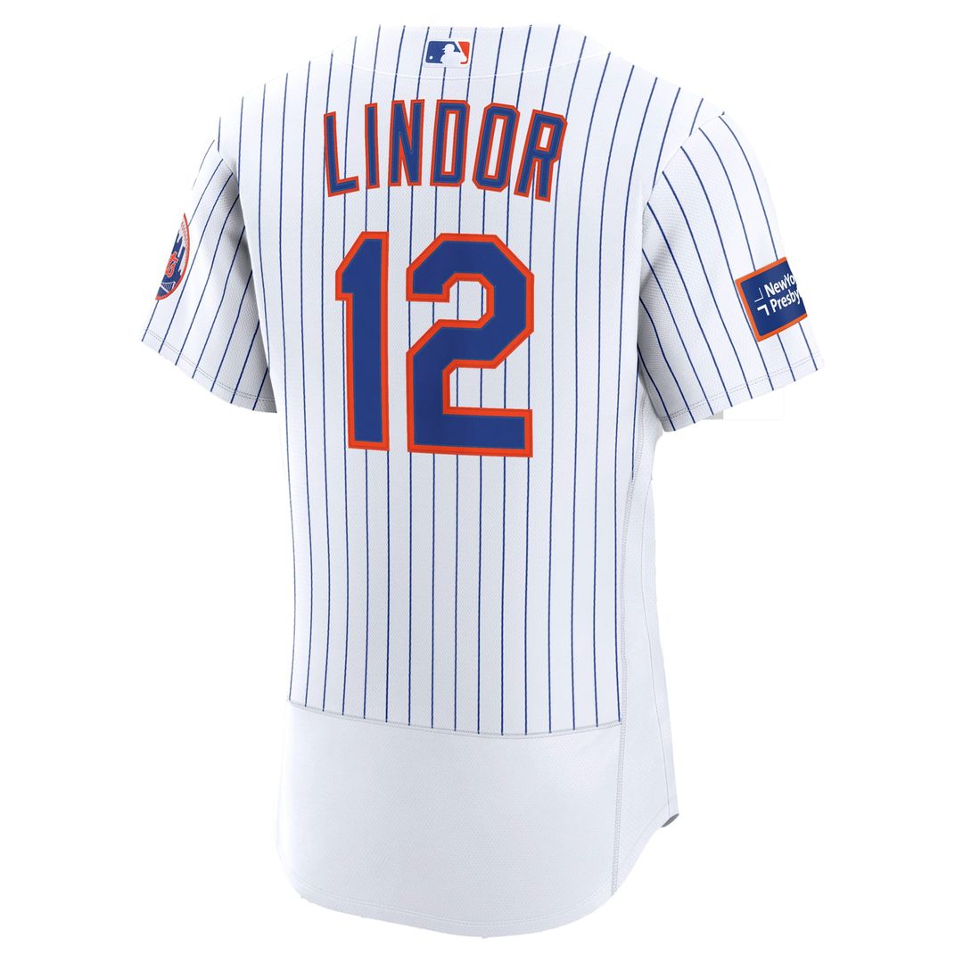 New York Mets Francisco Lindor | Nike White Home Authentic Sponsor Patch Jersey