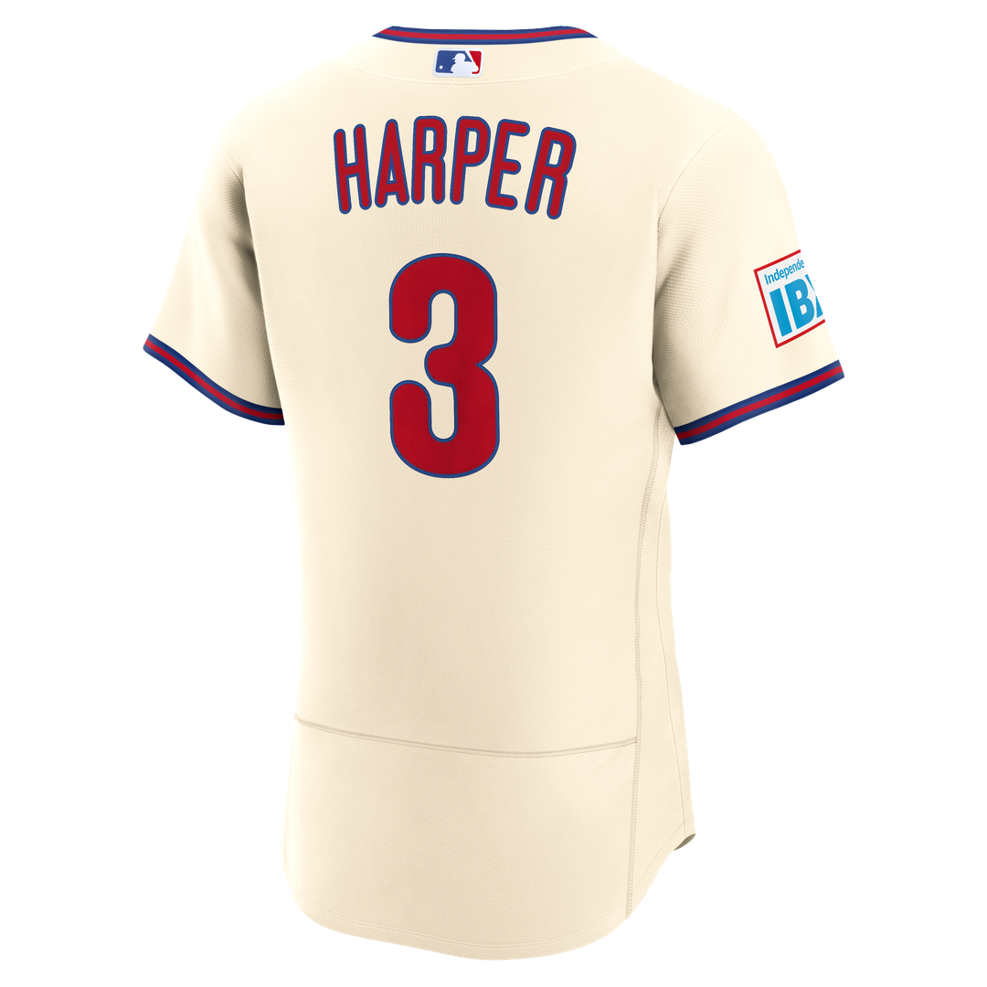 Philadelphia Phillies Bryce Harper | Nike White Home Authentic Sponsor Patch Jersey