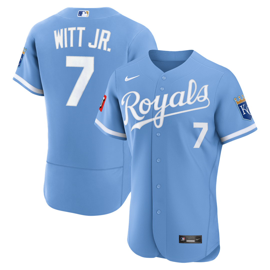 Kansas City Royals Bobby Witt Jr. | Nike Light Blue Alternate Authentic Sponsor Patch Jersey