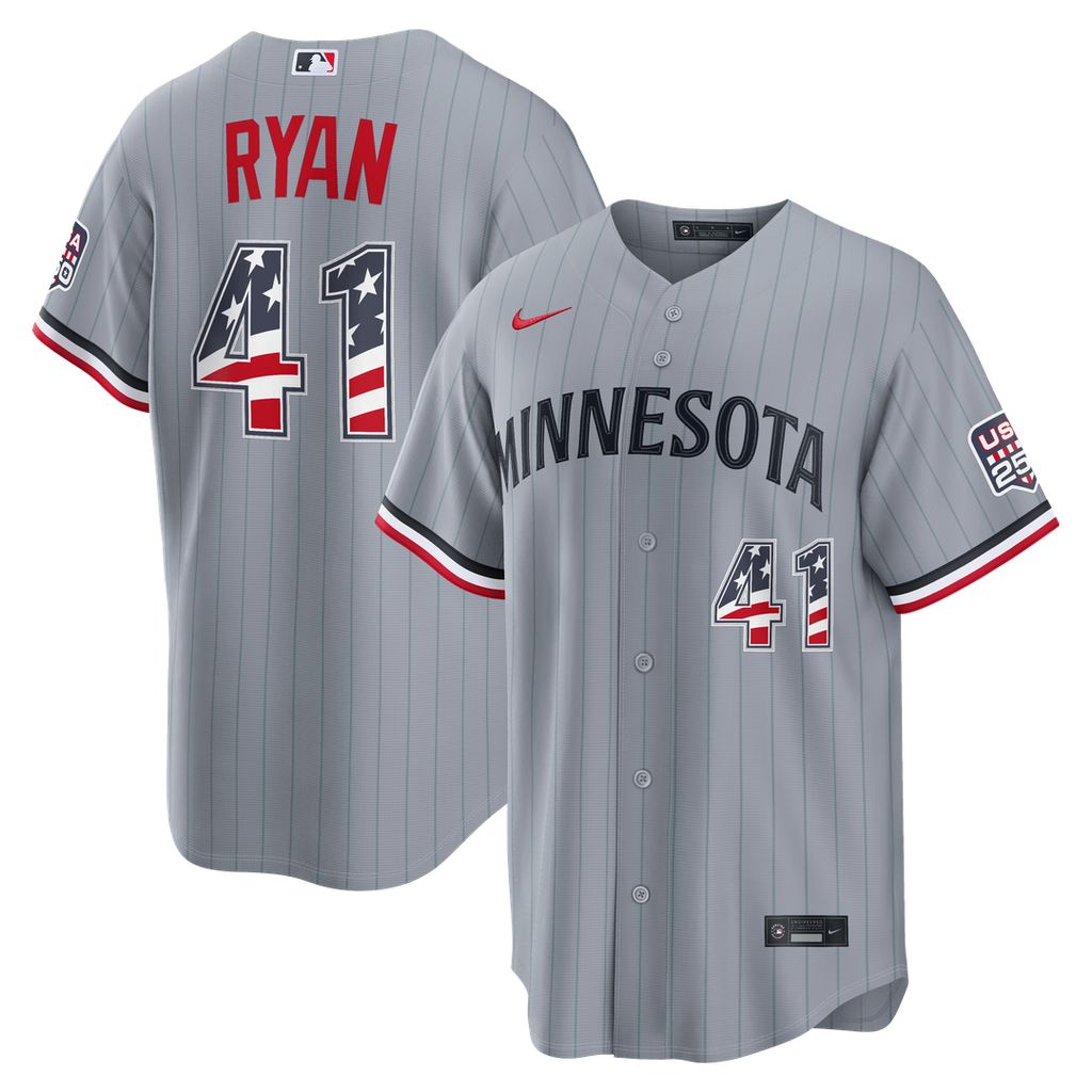 Fourth of July Minnesota Twins Joe Ryan | Nike Gray USA 250 Stadium Jersey