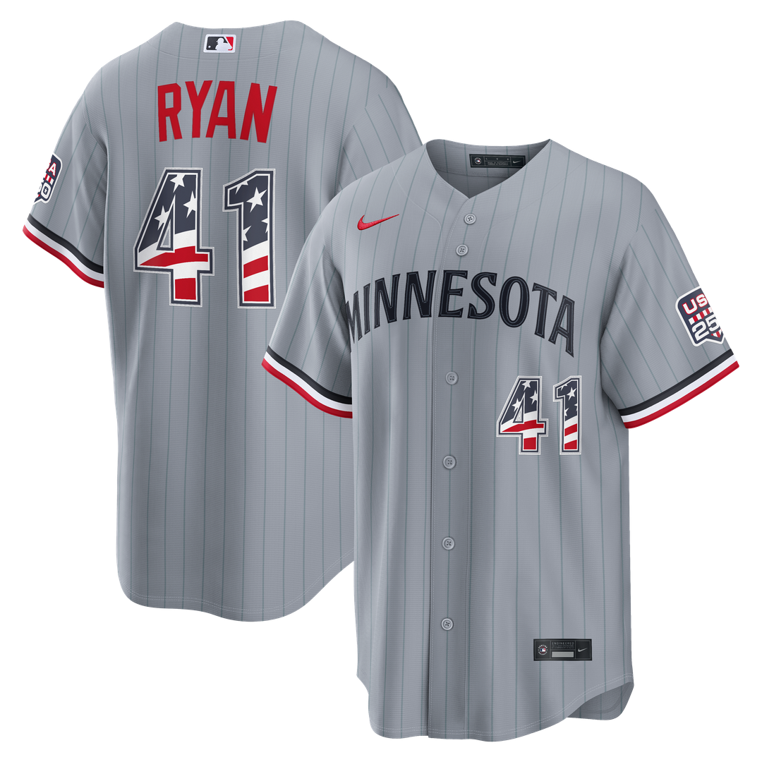 Fourth of July Minnesota Twins Joe Ryan | Nike Gray USA 250 Stadium Jersey