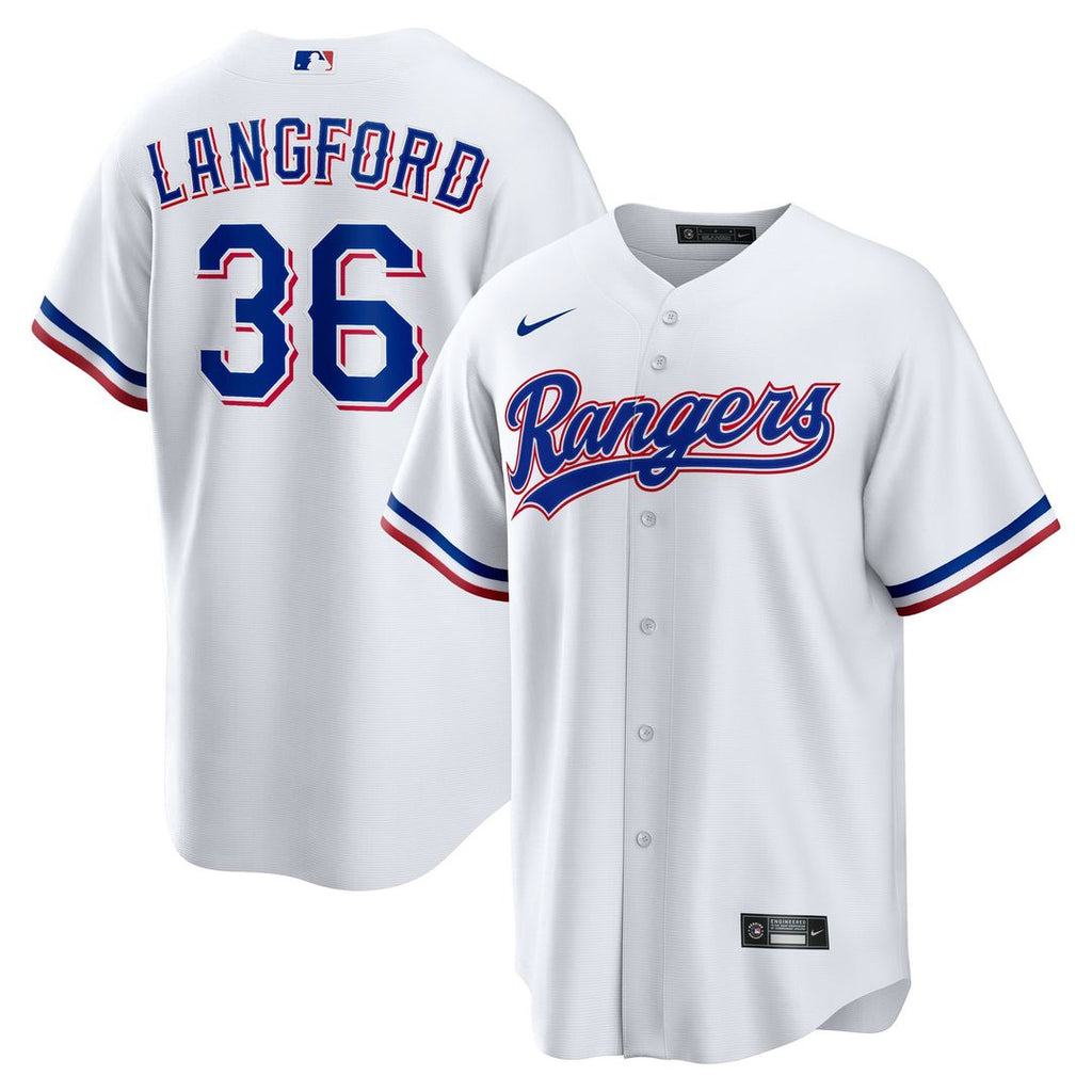 Texas Rangers Wyatt Langford | Nike White Home Replica Jersey