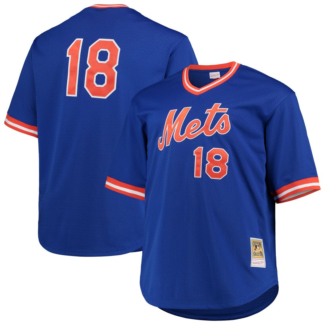 New York Mets Darryl Strawberry | Mitchell & Ness Royal Big & Tall Cooperstown Collection Mesh Batting Practice Jersey
