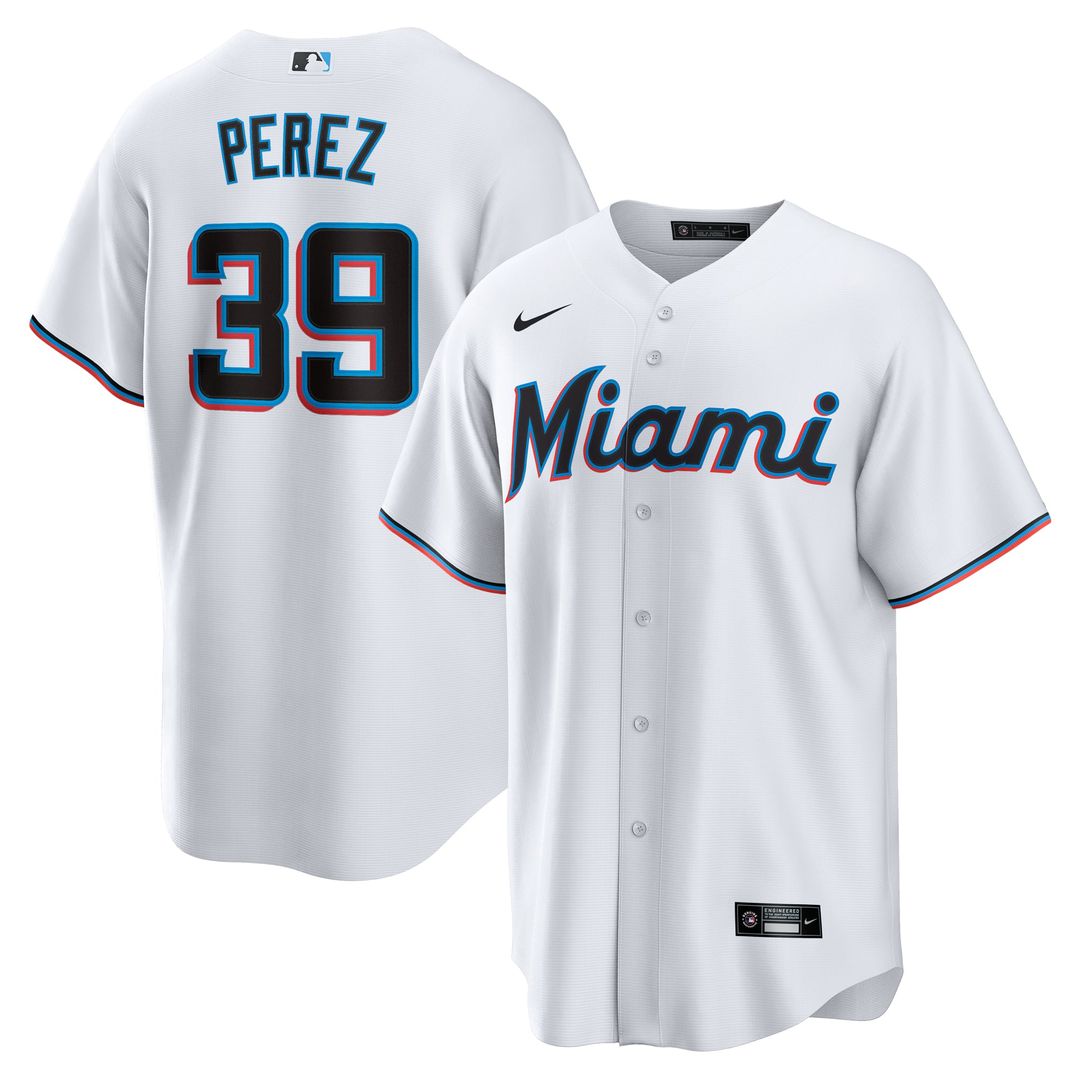 Miami Marlins Eury Perez | Nike White Home Replica Jersey