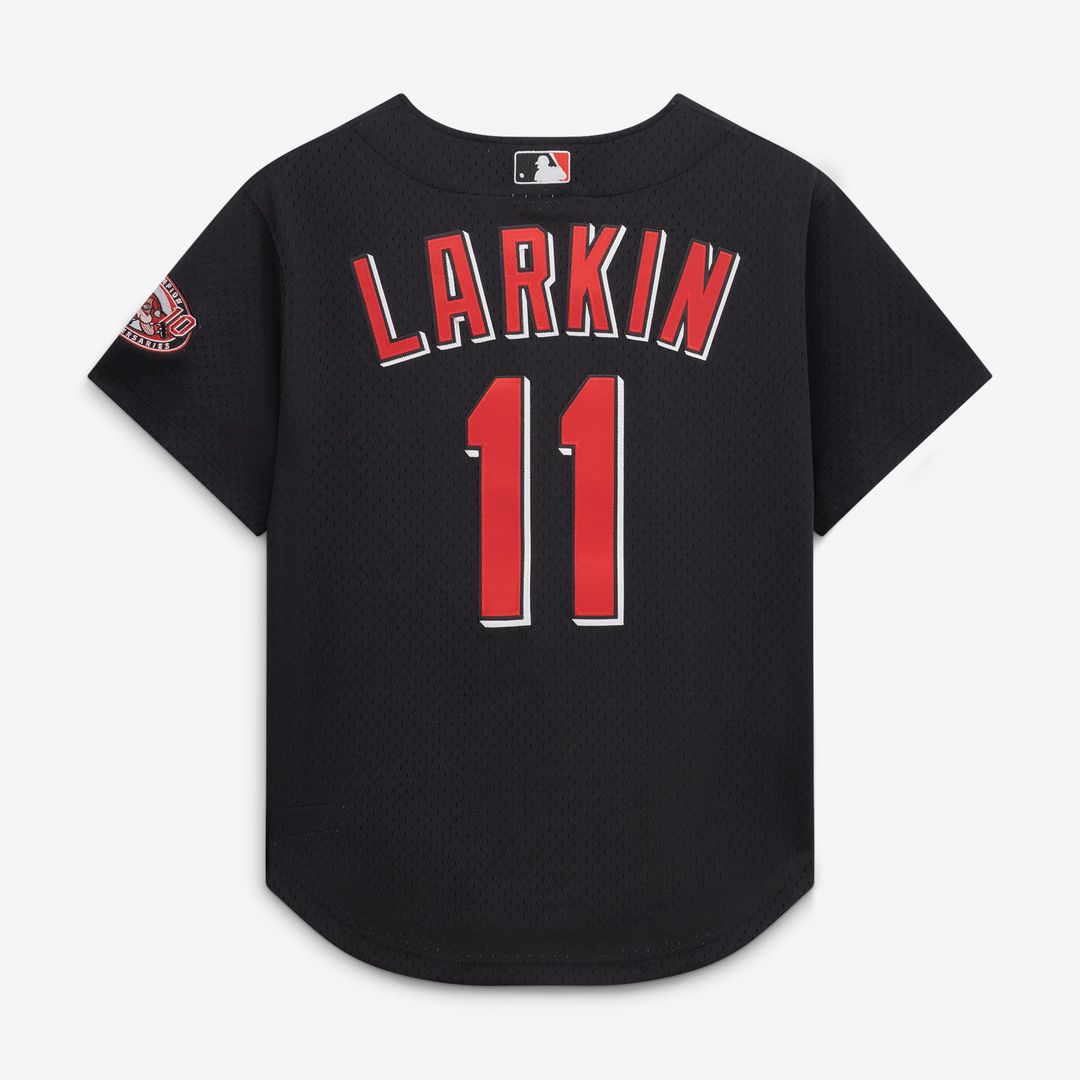 Cincinnati Reds Barry Larkin | Mitchell & Ness Red Throwback Cooperstown Mesh Batting Practice Jersey