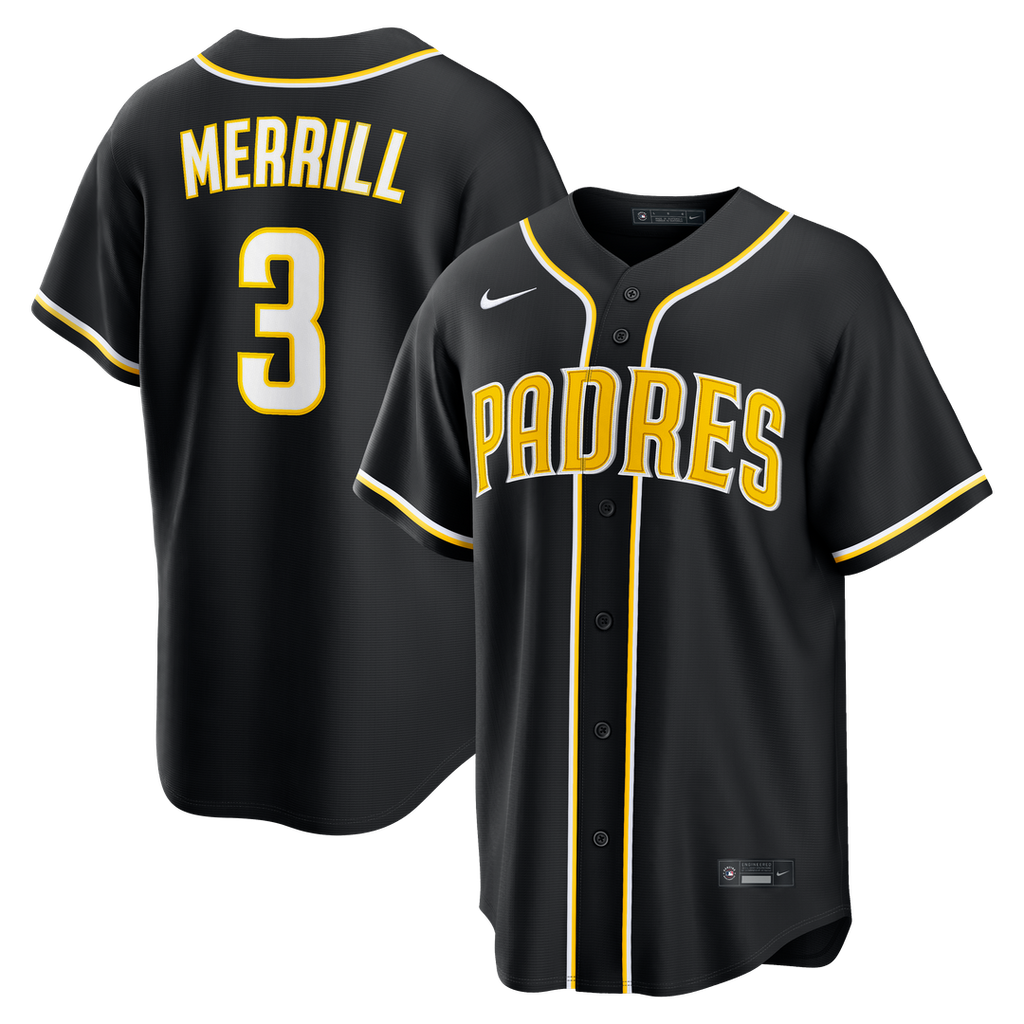 San Diego Padres Jackson Merrill | Nike Fashion Replica Black Out Jersey