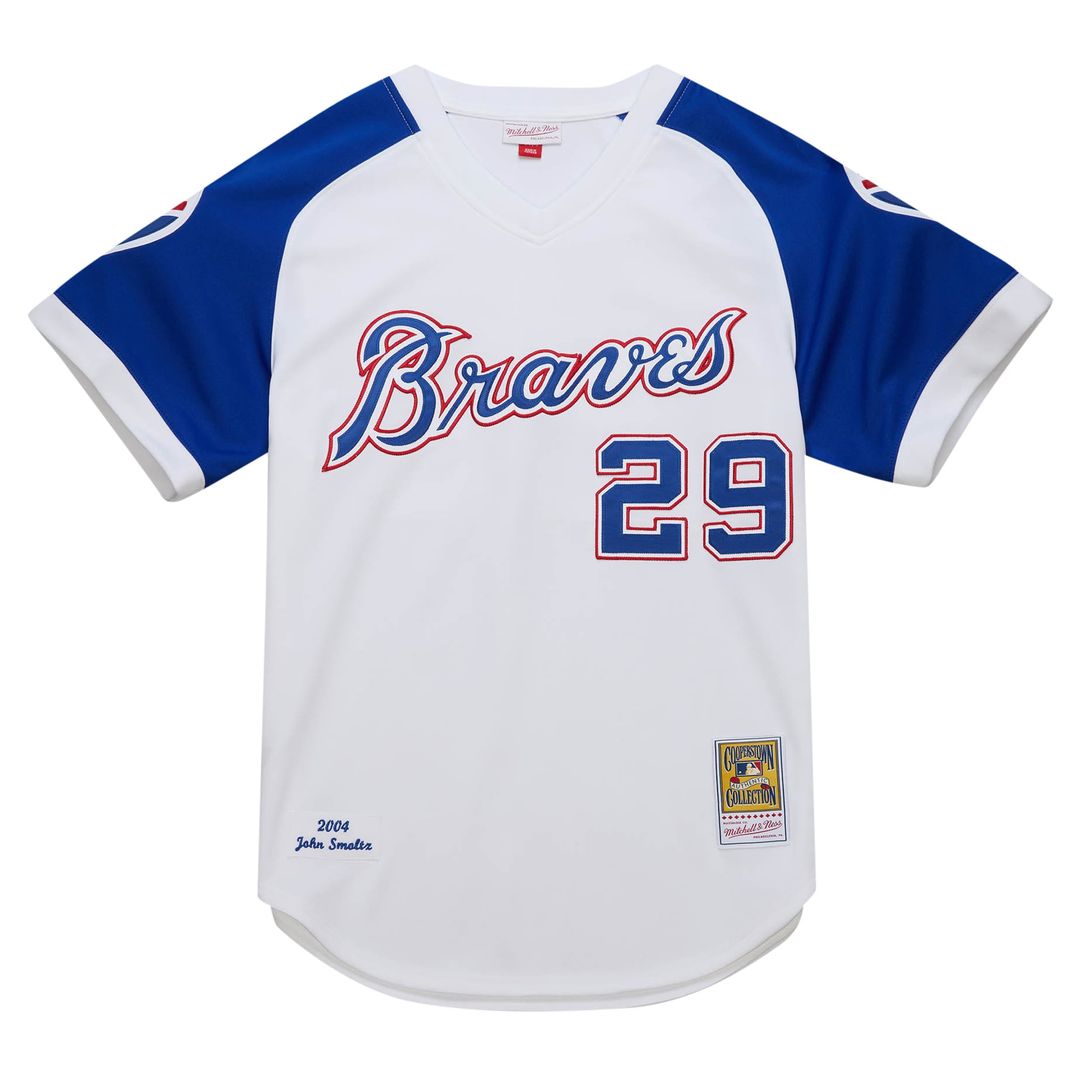 Atlanta Braves John Smoltz | Mitchell & Ness White 2004 Cooperstown Collection Authentic Throwback Jersey
