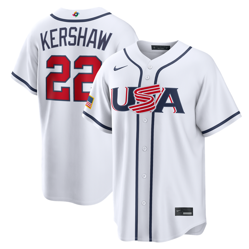 USA Baseball Clayton Kershaw | Nike White 2026 World Baseball Classic Home Stadium Jersey