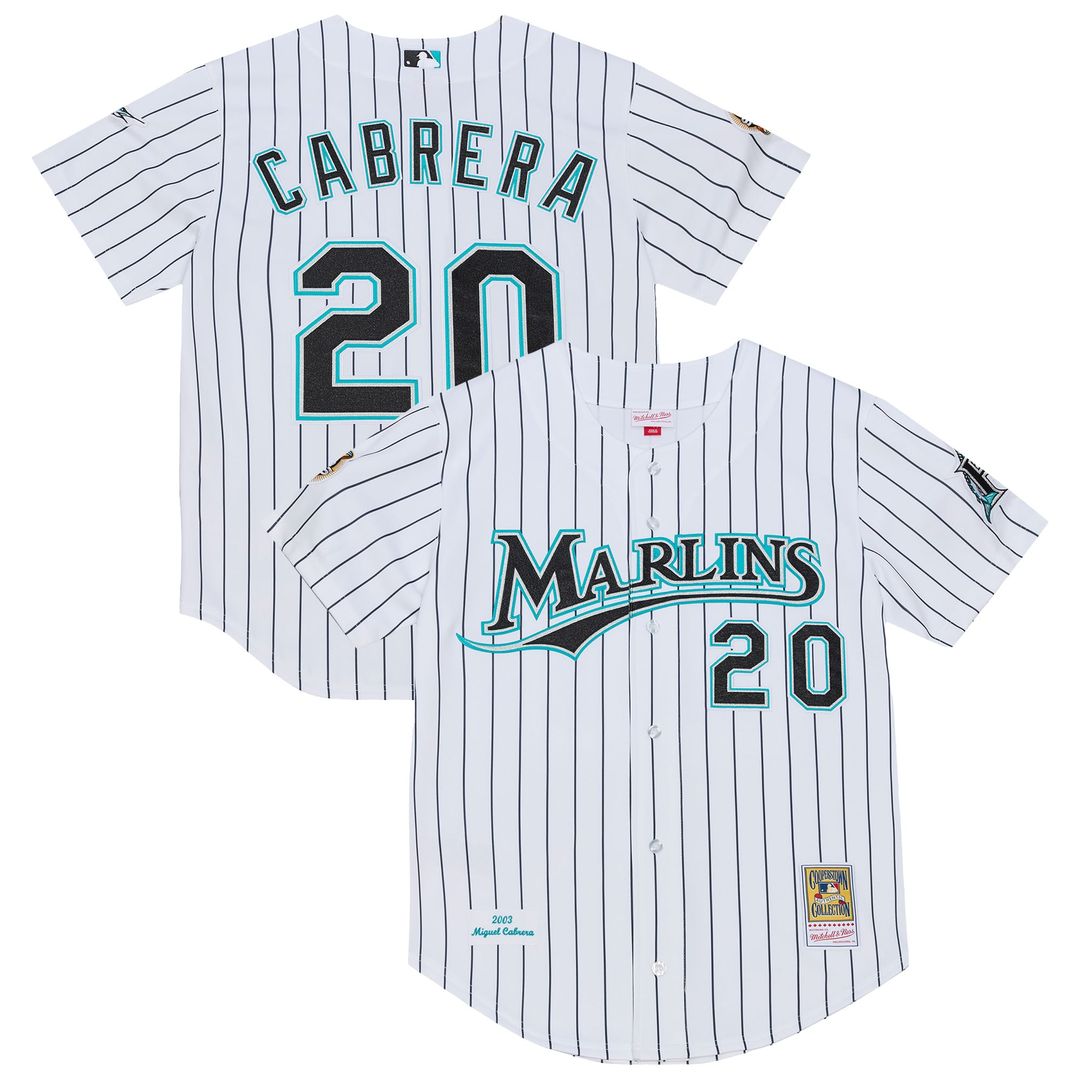 Florida Marlins Miguel Cabrera | Mitchell & Ness White 2003 Cooperstown Collection Authentic Jersey