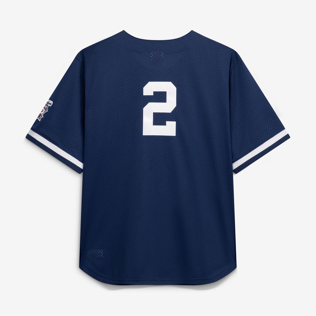 New York Yankees Derek Jeter | Mitchell & Ness Navy Cooperstown Collection Mesh Batting Practice Button-Up Jersey